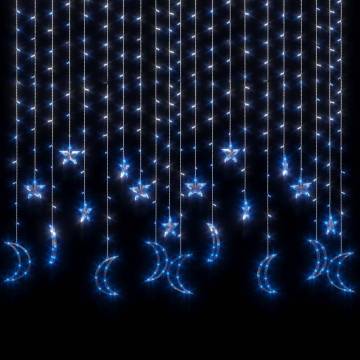 Star and Moon Fairy Lights Remote Control 345 LED Blue