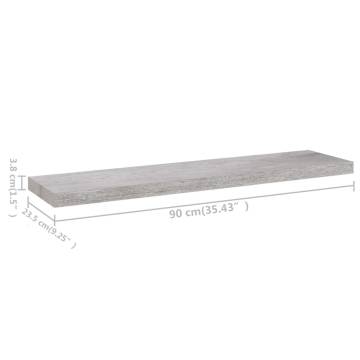 Floating Wall Shelf Concrete Grey 90x23.5x3.8 cm MDF