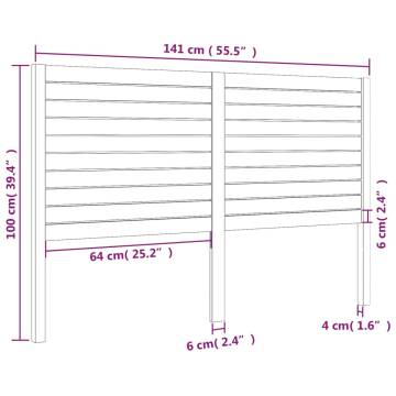 Bed Headboard Black 141x4x100 cm Solid Wood Pine