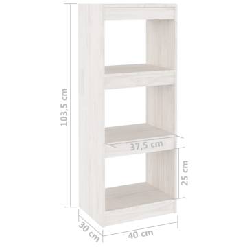 Book Cabinet/Room Divider White 40x30x103.5 cm Solid Pinewood