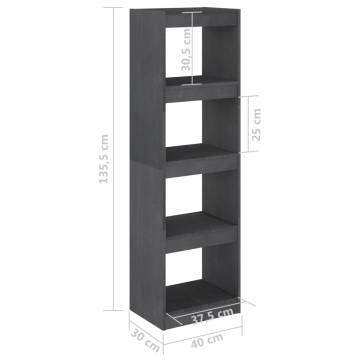 Book Cabinet Room Divider Grey 40x30x135.5 cm Pinewood