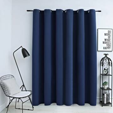 Blackout Curtain with Metal Rings Blue 290x245 cm