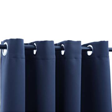 Blackout Curtain with Metal Rings Blue 290x245 cm