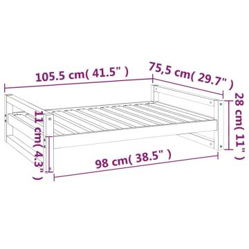 Dog Bed White 105.5x75.5x28 cm Solid Pine Wood