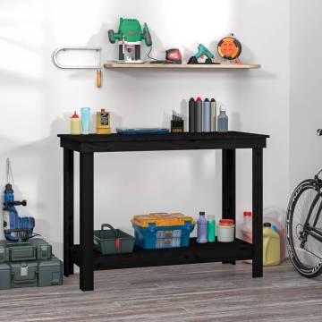 Work Bench Black 110x50x80 cm Solid Wood Pine