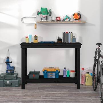 Work Bench Black 110x50x80 cm Solid Wood Pine