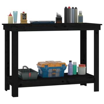 Work Bench Black 110x50x80 cm Solid Wood Pine