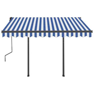 Manual Retractable Awning with Posts 3x2.5 m Blue and White