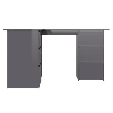 Corner Desk High Gloss Grey 145x100x76 cm Engineered Wood