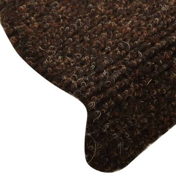 Self-adhesive Stair Mats 10 pcs Brown 56x17x3 cm Needle Punch