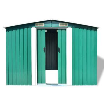 Garden Storage Shed Green Metal 257x205x178 cm