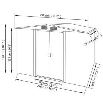 Garden Storage Shed Green Metal 257x205x178 cm