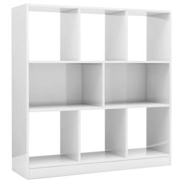 Book Cabinet High Gloss White 97.5x29.5x100 cm Engineered Wood