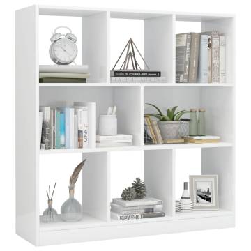 Book Cabinet High Gloss White 97.5x29.5x100 cm Engineered Wood