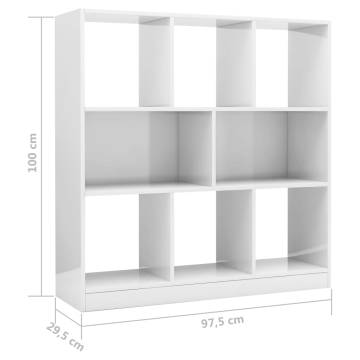 Book Cabinet High Gloss White 97.5x29.5x100 cm Engineered Wood