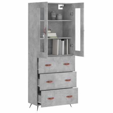 Highboard Concrete Grey 69.5x34x180 cm Engineered Wood