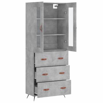 Highboard Concrete Grey 69.5x34x180 cm Engineered Wood