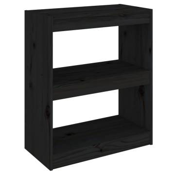 Book Cabinet/Room Divider Black 60x30x71.5 cm Solid Wood Pine