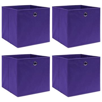 Storage Boxes 4 pcs Non-woven Fabric 28x28x28 cm Purple