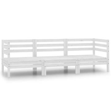 3 Piece Garden Lounge Set Solid Pinewood White