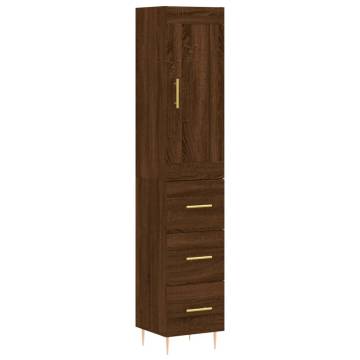 Highboard Brown Oak 34.5x34x180 cm Engineered Wood