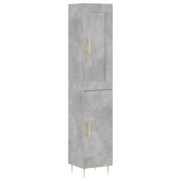 Highboard Concrete Grey 34.5x34x180 cm Engineered Wood