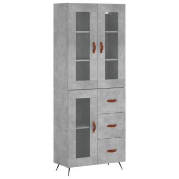 Highboard Concrete Grey 69.5x34x180 cm Engineered Wood