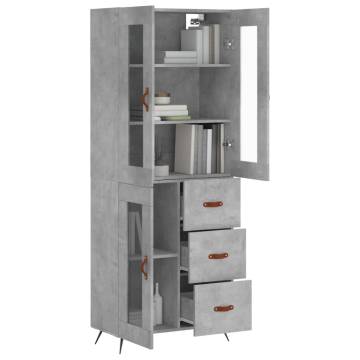 Highboard Concrete Grey 69.5x34x180 cm Engineered Wood