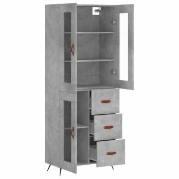 Highboard Concrete Grey 69.5x34x180 cm Engineered Wood