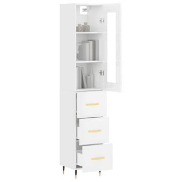 Highboard High Gloss White 34.5x34x180 cm Engineered Wood