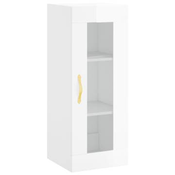 Highboard High Gloss White 34.5x34x180 cm Engineered Wood