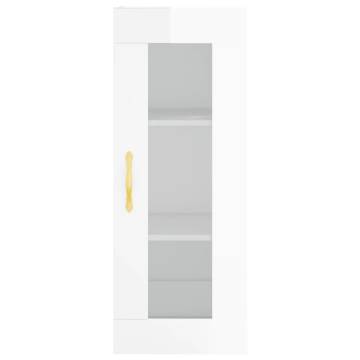 Highboard High Gloss White 34.5x34x180 cm Engineered Wood