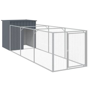 Dog House with Run Anthracite 110x405x110 cm Galvanised Steel