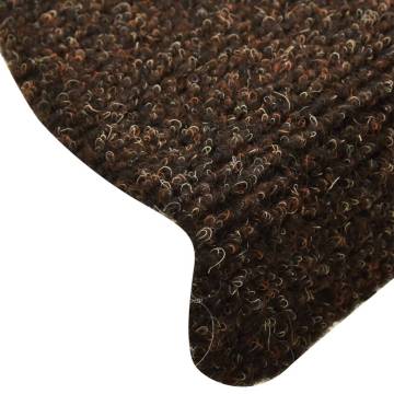 Self-adhesive Stair Mats 5 pcs Brown 65x21x4 cm Needle Punch