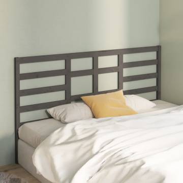 Bed Headboard Grey 206x4x104 cm Solid Wood Pine