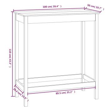 Bar Table Honey Brown 100x50x110 cm Solid Wood Pine