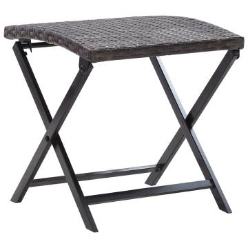 Folding Stool Poly Rattan Brown