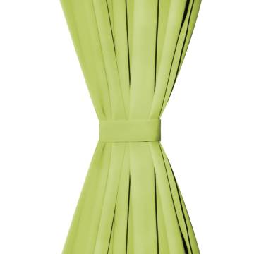 Micro-Satin Curtains 2 pcs with Loops 140x245 cm Green