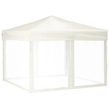 Folding Party Tent with Sidewalls Cream 3x3 m