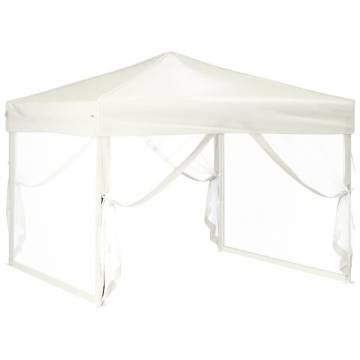 Folding Party Tent with Sidewalls Cream 3x3 m