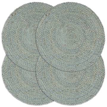 Placemats 4 pcs Plain Olive Green 38 cm Round Jute