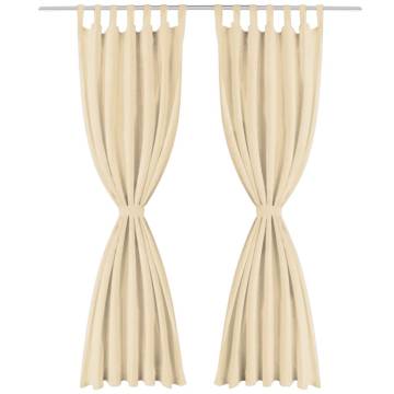 Micro-Satin Curtains 2 pcs with Loops 140x245 cm Beige