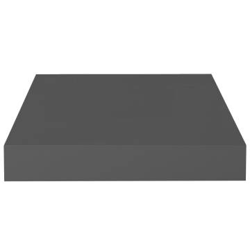 Floating Wall Shelf High Gloss Grey 23x23.5x3.8 cm MDF