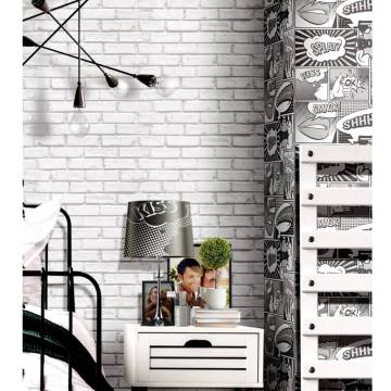 Noordwand Wallpaper Urban Friends & Coffee Bricks Grey and White