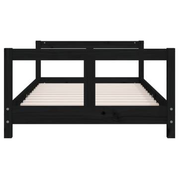 Kids Bed Frame Black 80x160 cm Solid Wood Pine