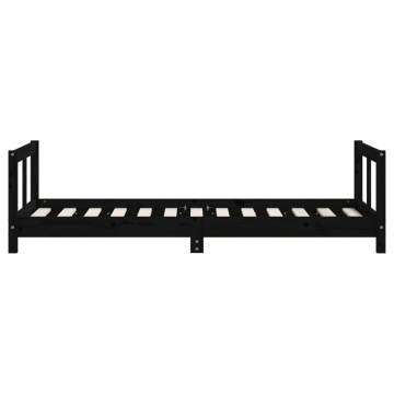 Kids Bed Frame Black 80x160 cm Solid Wood Pine