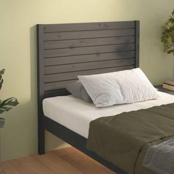 Bed Headboard Grey 81x4x100 cm Solid Wood Pine