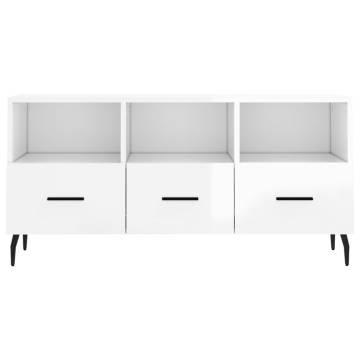 TV Cabinet High Gloss White 102x36x50 cm Engineered Wood