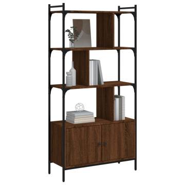 Bookcase with Doors Brown Oak 76.5x30x154.5 cm Engineered Wood