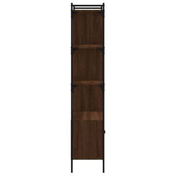 Bookcase with Doors Brown Oak 76.5x30x154.5 cm Engineered Wood